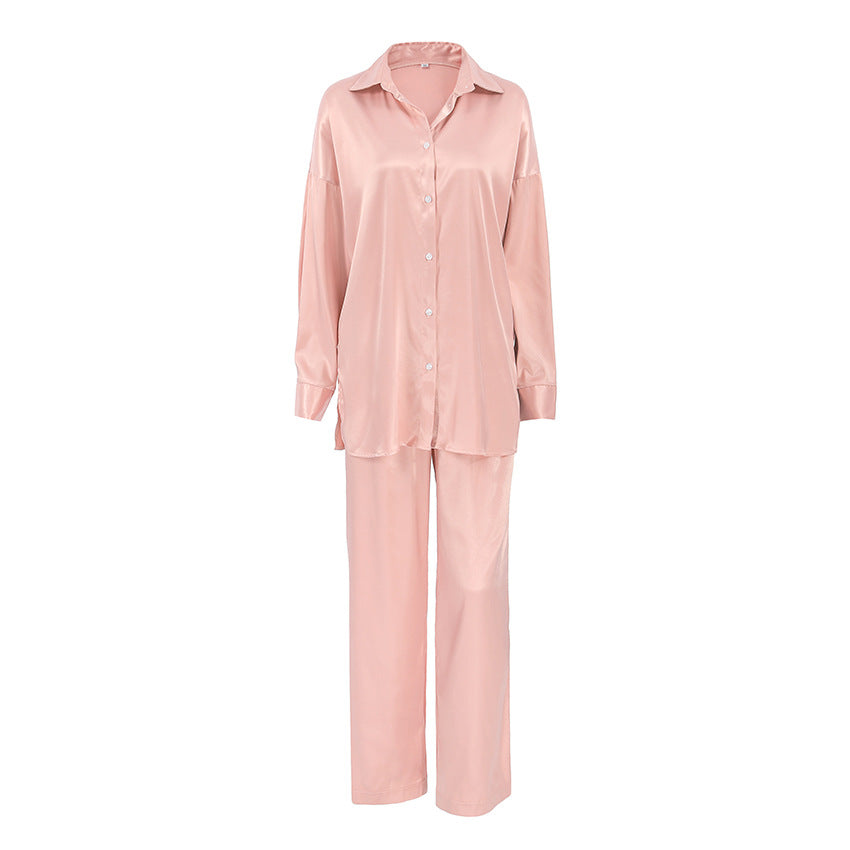 Autumn Loose Casual Home Wear Women Long Sleeved Trousers Cardigan Pajamas