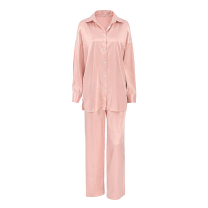 Autumn Loose Casual Home Wear Women Long Sleeved Trousers Cardigan Pajamas
