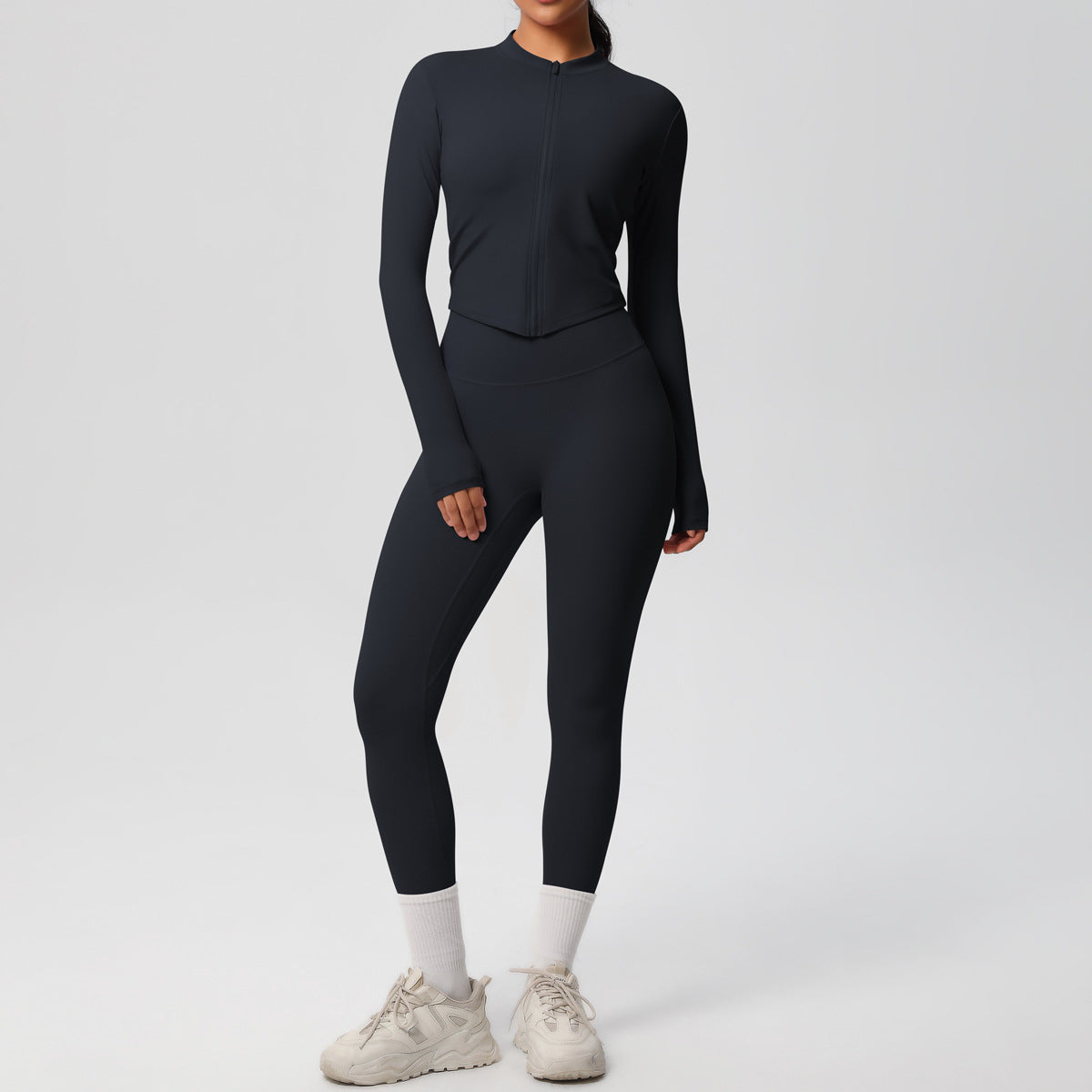 Skinny Yoga Pants High Waist Nude Feel Sports Zip Long Sleeve Coat Workout Clothes Hip Lifting Yoga Set