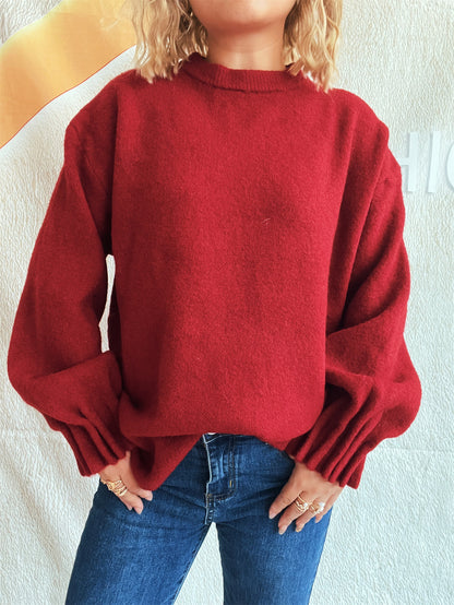 Solid Color Casual Loose Knitted Top Street Women Wear Sweater