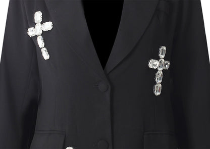 Special Interest Design High Grade European Crystal Rhinestone Beaded Adult Women Loose Blazer