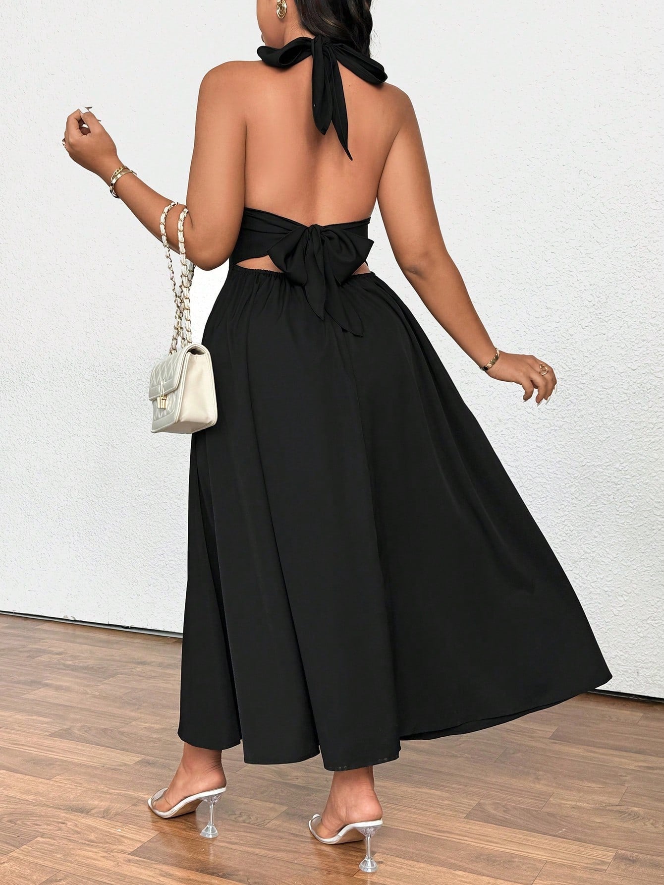 Plus Size Women Clothing French Socialite Dress Summer V neck Cocktail Dress