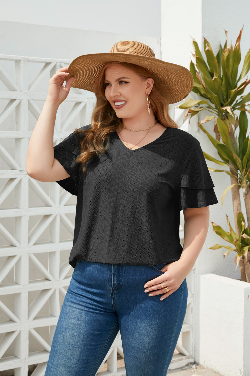 Spring Summer Women's Clothing Loose Fitting Casual T-shirt plus Size Women V neck Short Sleeve Office plus Size Top