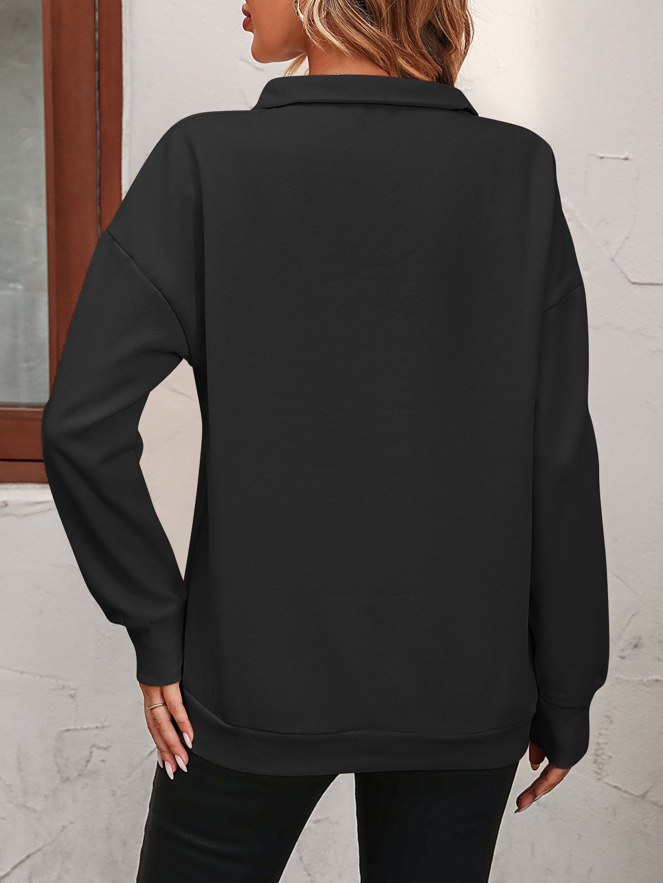 Autumn Winter Women Half Long Sleeve Zipper Sweatshirt Pullover Fleece Sweatshirt