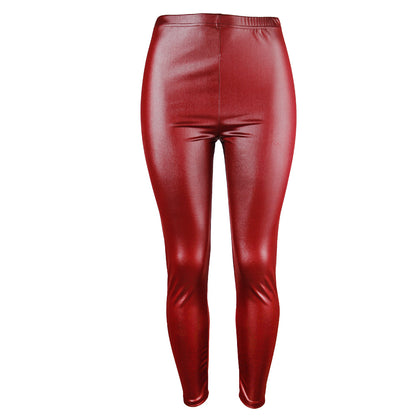 Faux Leather Leggings Popular Leather Pants Thin Large Stretch Feet Pants Cropped Pants