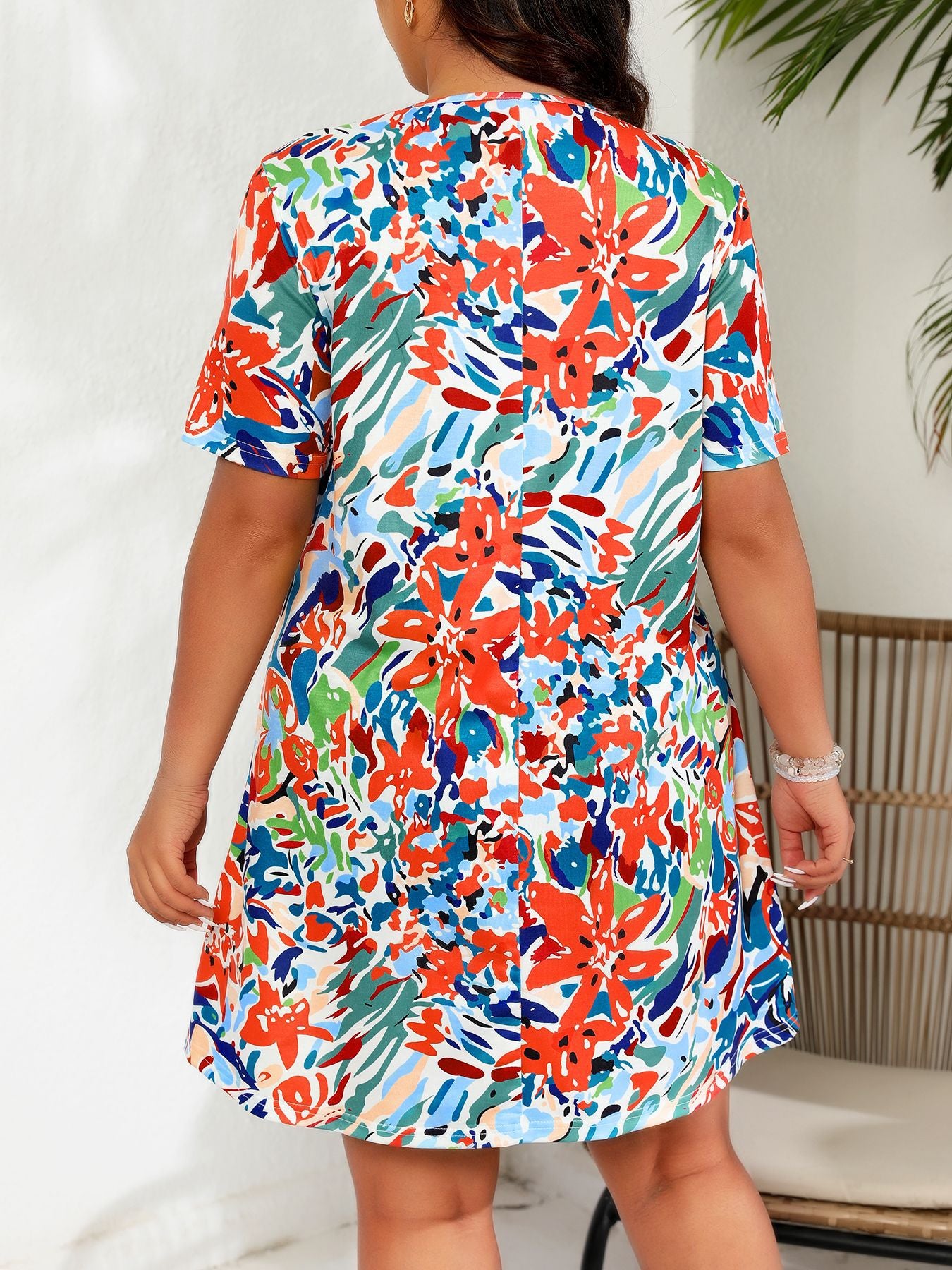 Plus Size Color Drawing Printing Dress
