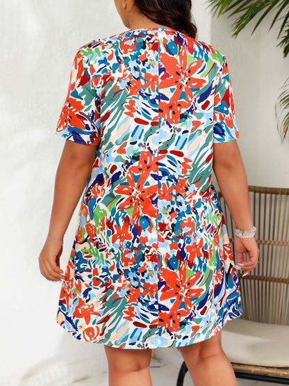 Plus Size Color Drawing Printing Dress