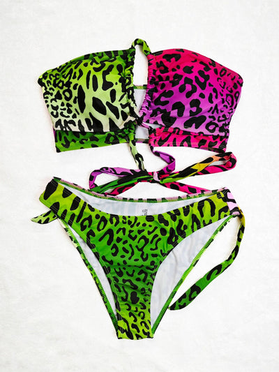 Sexy Printed Mesh Trousers Three Piece Swimsuit Set
