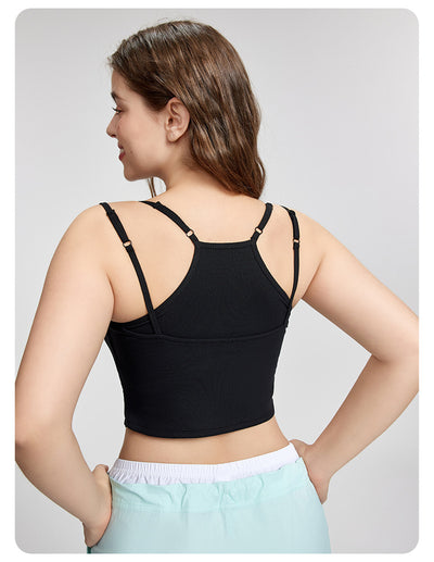 Square Collar plus Size Slip Top Adjustable Sleeveless Workout Top Fixed Cup Yoga Clothes Vest Outer Wear