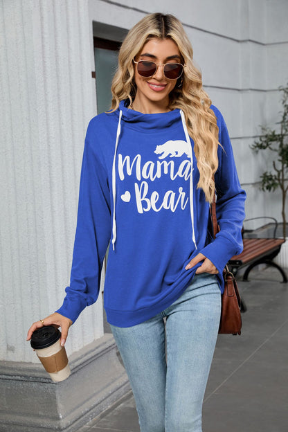 Autumn Winter Solid Color Printing Hooded Loose Long Sleeves Casual Sweatshirt Women