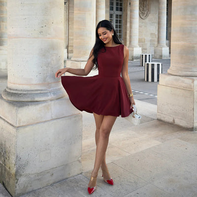 Full Support Arrival Vest a Swing Dress Waist Tight Slimming Short Dress Women