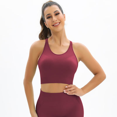 Breathable Yoga Vest Running Exercise Underwear Seamless Back Shaping Shockproof Push Up Sports Bra