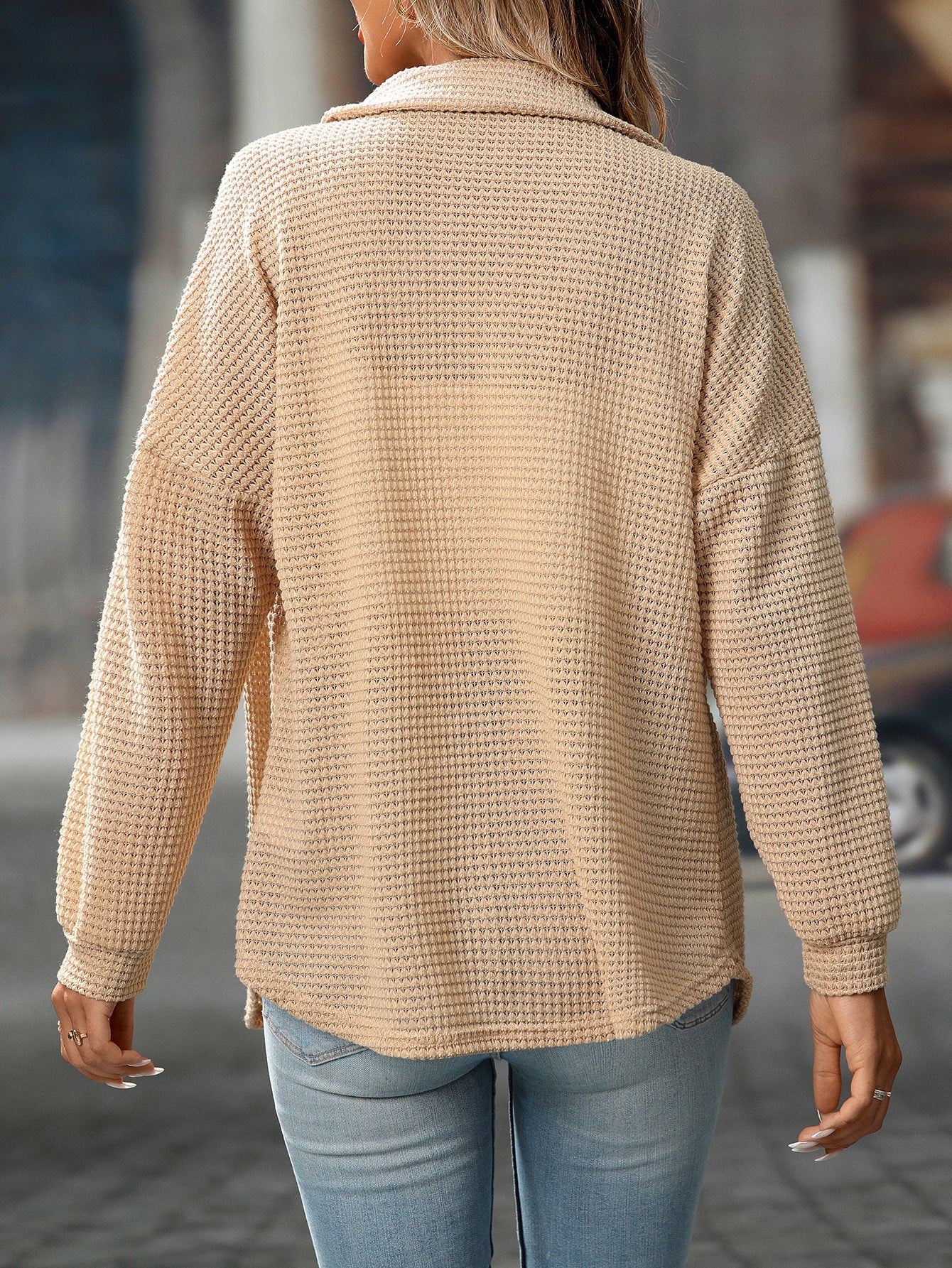 Women Autumn Winter Loose Waffle Casual Office All Matching Shirt