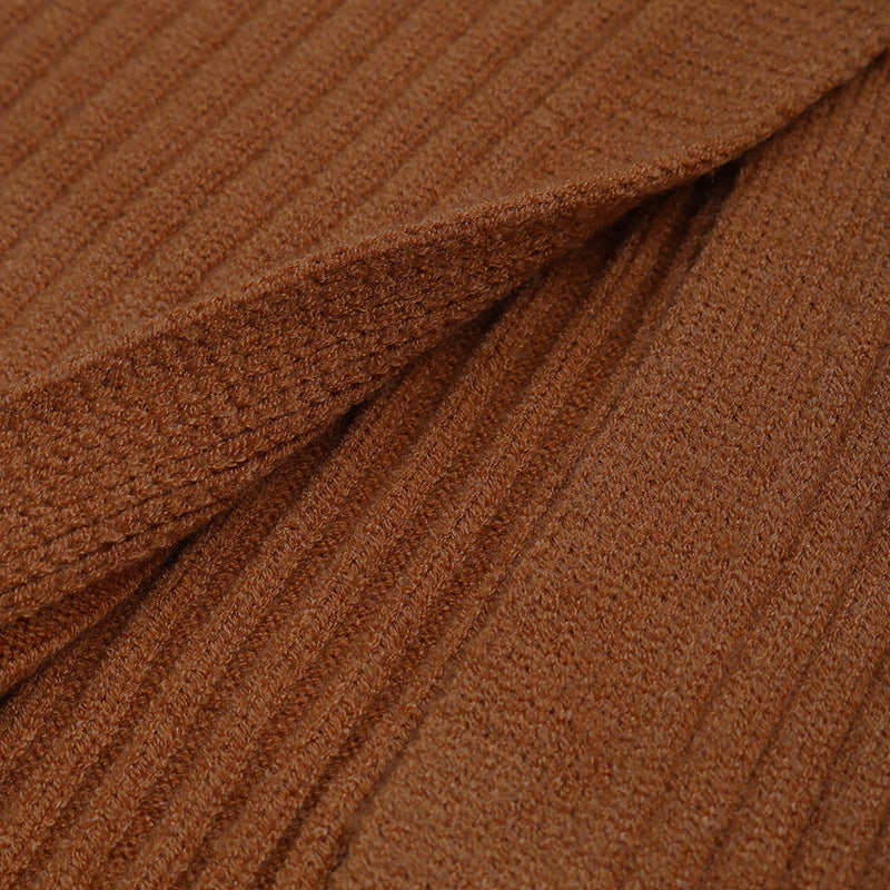 Autumn Winter Casual Knitted Hip Skirt Elegant Button Split Woolen Skirt