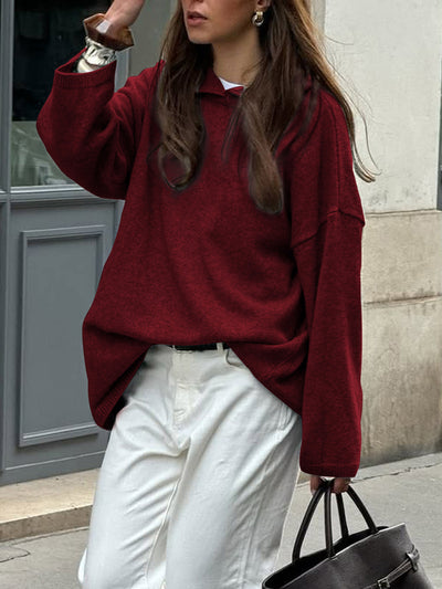 Casual Minimalist Long Sleeve Hooded Sweater Woolen