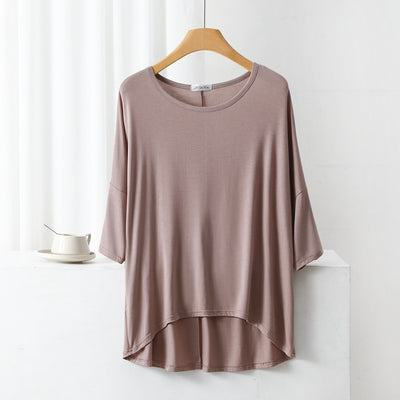 Plus Size Spring Summer Korean Modal Loose T Shirt Women Plus Size Top Batwing Sleeve Front Short Back Long Bottoming Shirt