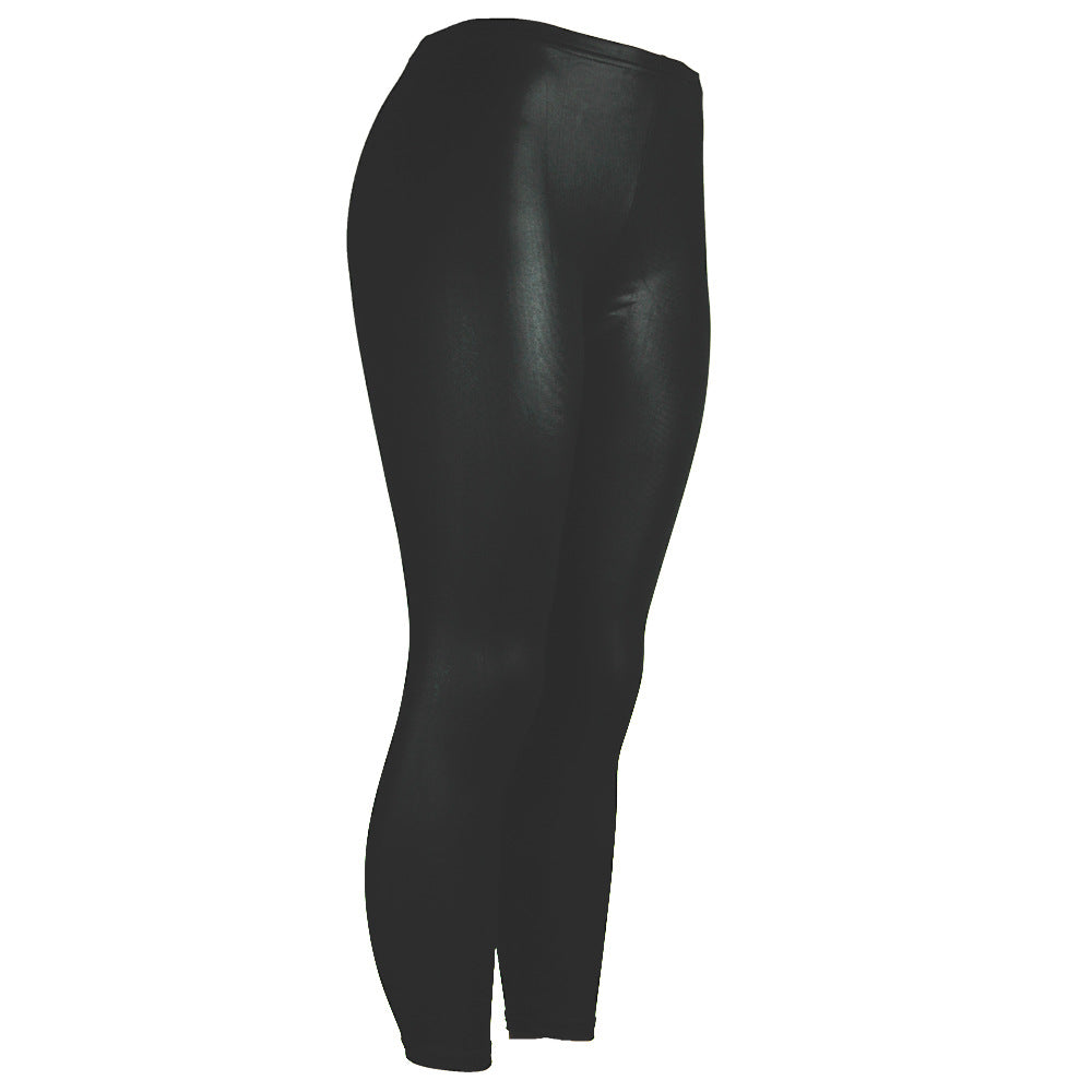 Faux Leather Leggings Popular Leather Pants Thin Large Stretch Feet Pants Cropped Pants