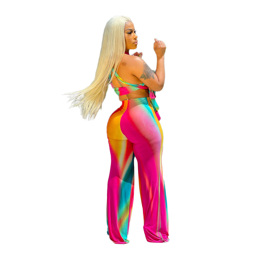 plus Size Women Clothes Sexy Loose Gradient Printing Suit