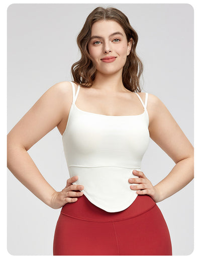 Square Collar plus Size Slip Top Adjustable Sleeveless Workout Top Fixed Cup Yoga Clothes Vest Outer Wear