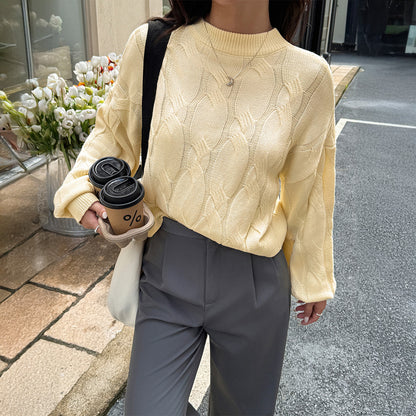 Casual Simple Long Sleeve Bottoming Shirt Sweaters Women Clothing Autumn Winter