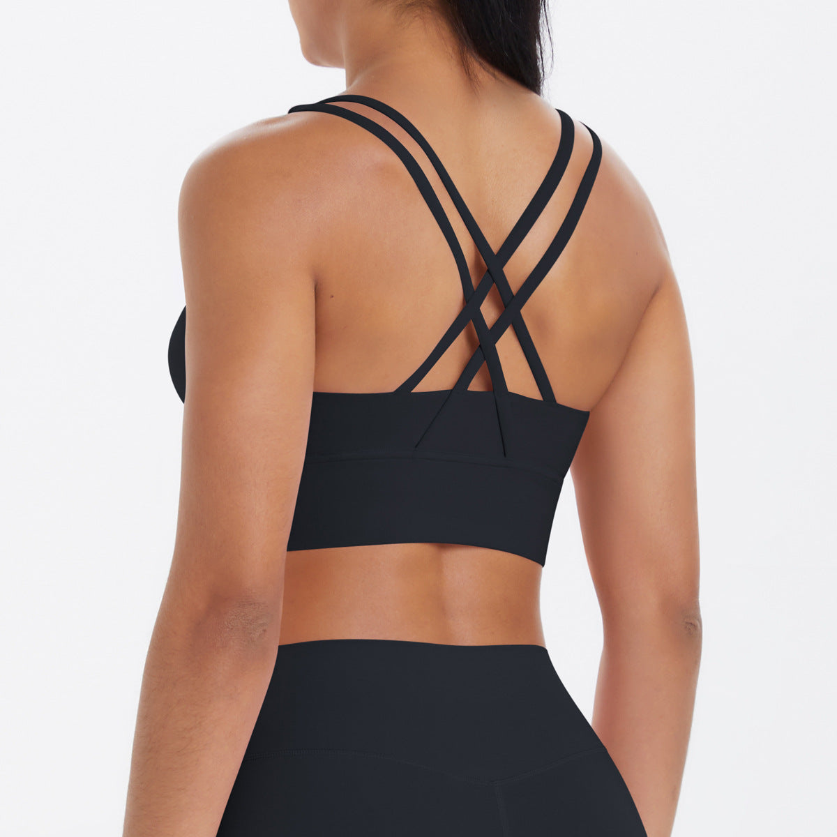 Nude Feel Solid Color Sports Underwear Push up Sexy Double Shoulder Strap Beauty Back Yoga Bra Running Workout Vest Women