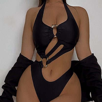 One Piece Swimsuit Sexy Bikini Swimsuit Women Backless Swimsuit Solid Color