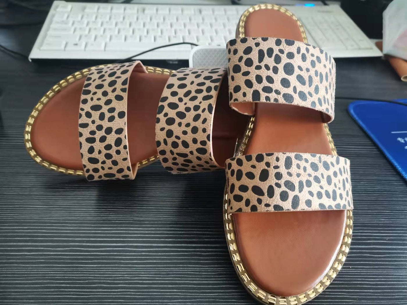 Summer Flat plus Size Leopard Print Outdoor Casual Slippers Women Slipper