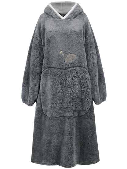 Women Clothing Laid Back Long Sleeve Pullover Coral Velvet Pajamas Coat Thickened Thermal Flannel Long Pajamas