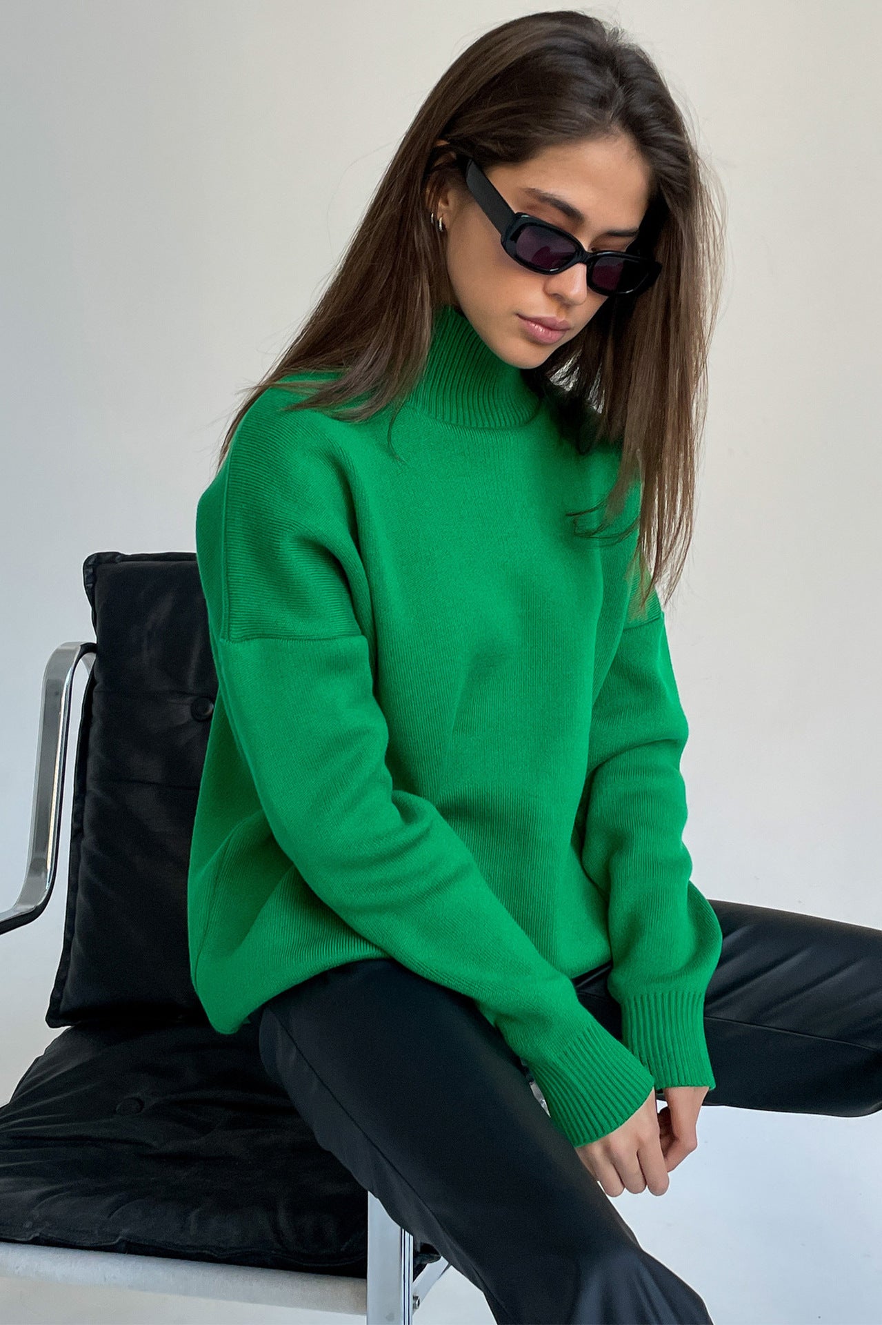 Half Turtleneck Knitted Sweater Autumn Winter Trends All Matching Loose Warm Mock Neck Sweater