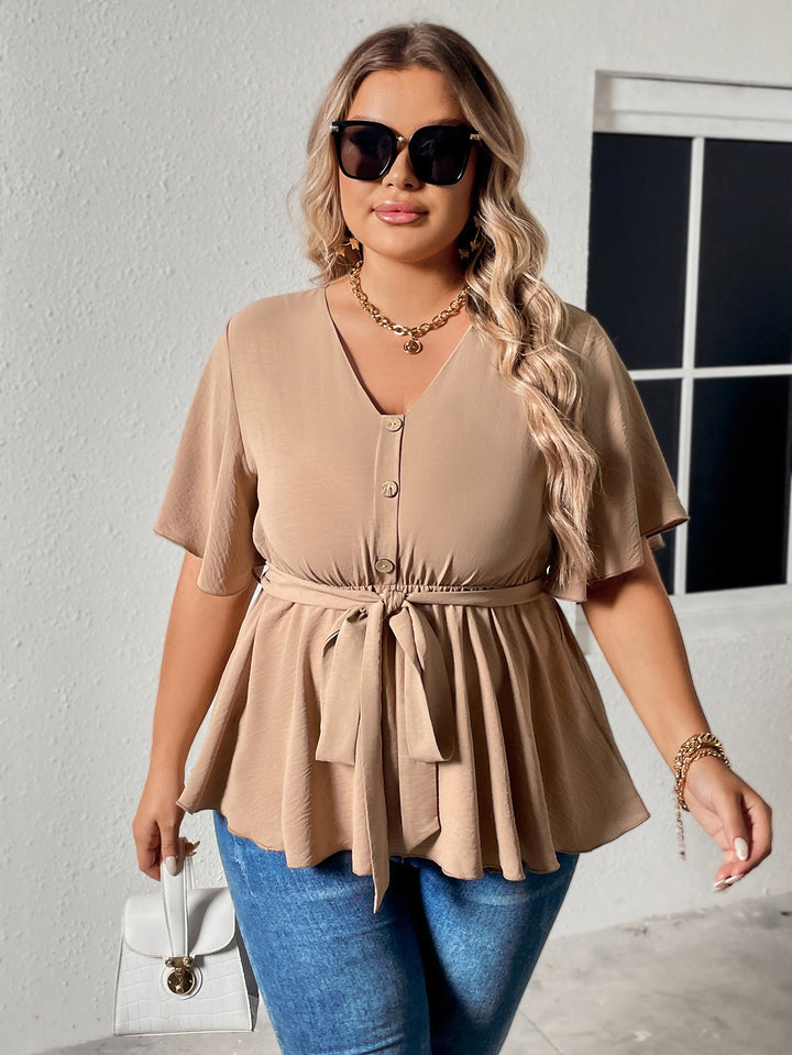 Plus Size Popular Summer V neck Slimming Casual Women Top