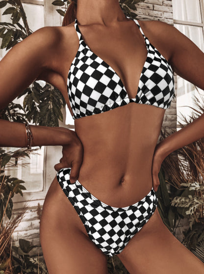 Mesh Grid Sexy Three Piece Set