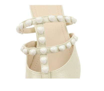Fairy Pearl Chain Toe Cap Slipper Outer Wear Comfortable All Match High Grade Slip on Women Shoes