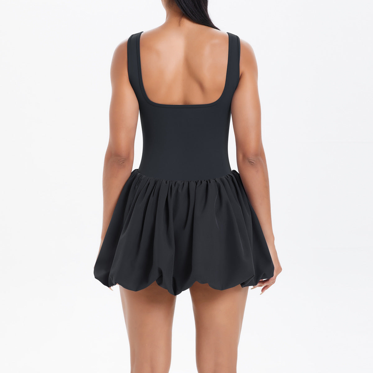 Cool Jumpsuit Tennis Skirt Sexy Beauty Back Pocket Backing Culottes Fitness Solid Color Sports Dress Women