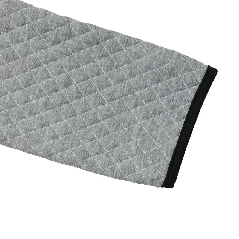 Casual Simple Sports Half Open Zipped Stand Collar Diamond Lattice Fabric Solid Color Hoodie Women