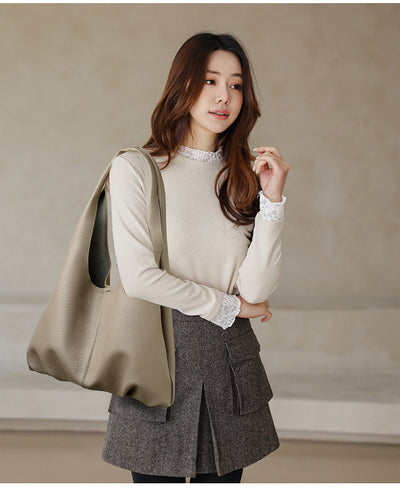 Shoulder Tote Bag for Women Simple Soft Leather Shoulder Bag Office Large Capacity Composite Bags Women