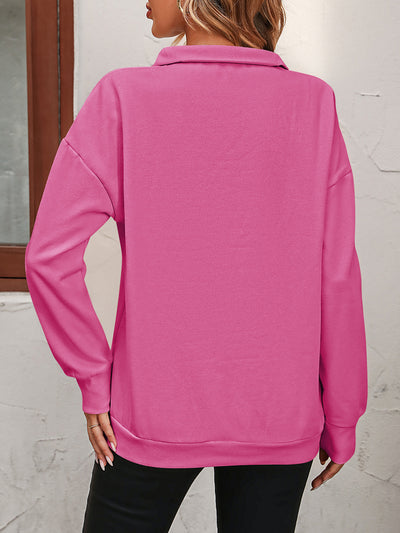 Autumn Winter Women Half Long Sleeve Zipper Sweatshirt Pullover Fleece Sweatshirt