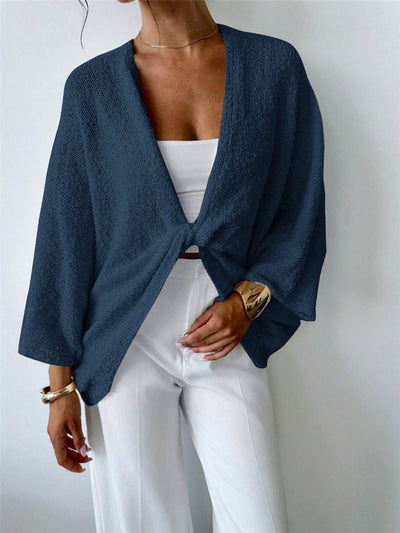 Cross Design Deep V Plunge neck Casual Loose Elegant Simple Sweater