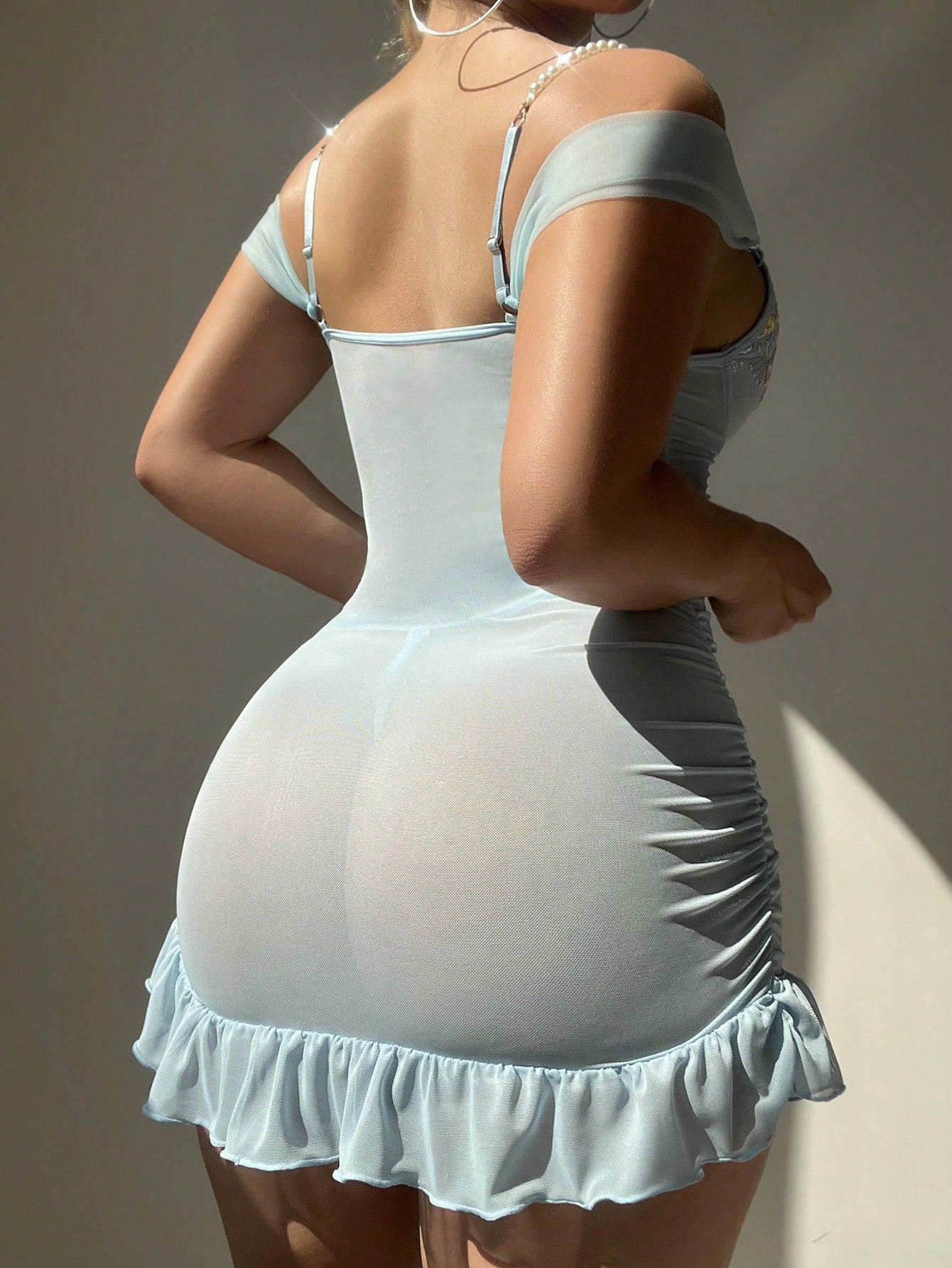 Sexy Underwear Lace See through Seduction Nightdress T Back Two Piece Sets