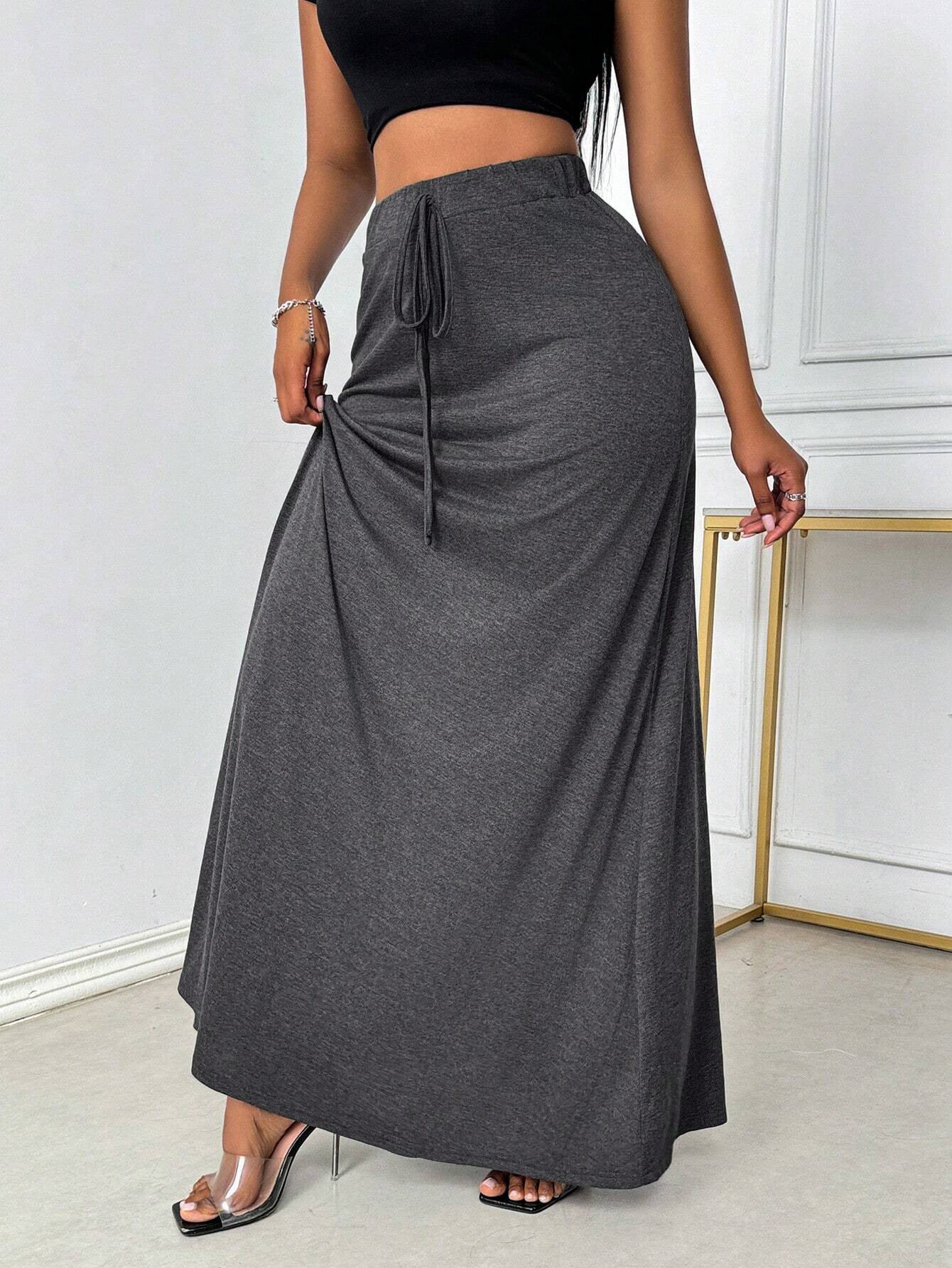 Women Clothing Fashionable Simple Skirt Autumn Winter High Waist Drooping Ankle Length Skirt