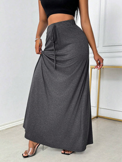 Women Clothing Fashionable Simple Skirt Autumn Winter High Waist Drooping Ankle Length Skirt