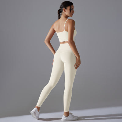 Nude Feel Skin Friendly Vest Yoga Clothes High Strength Workout Clothes Pilates Running Sports Sling Top Set