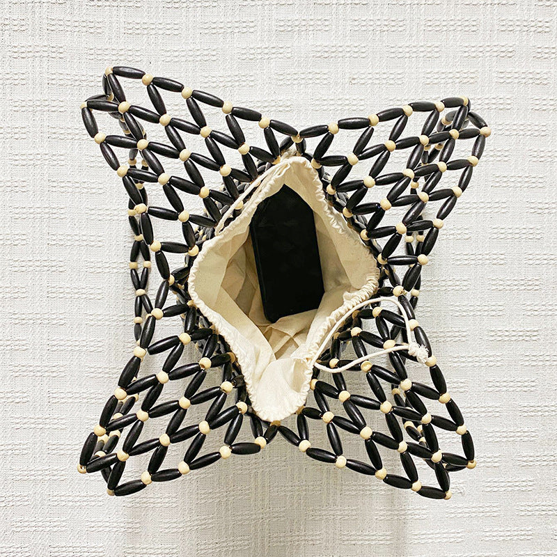 Summer All Matching Special Interest Design Handmade Beaded Weaving Hollow Out Cutout Beach Bag - GLAMWEARS