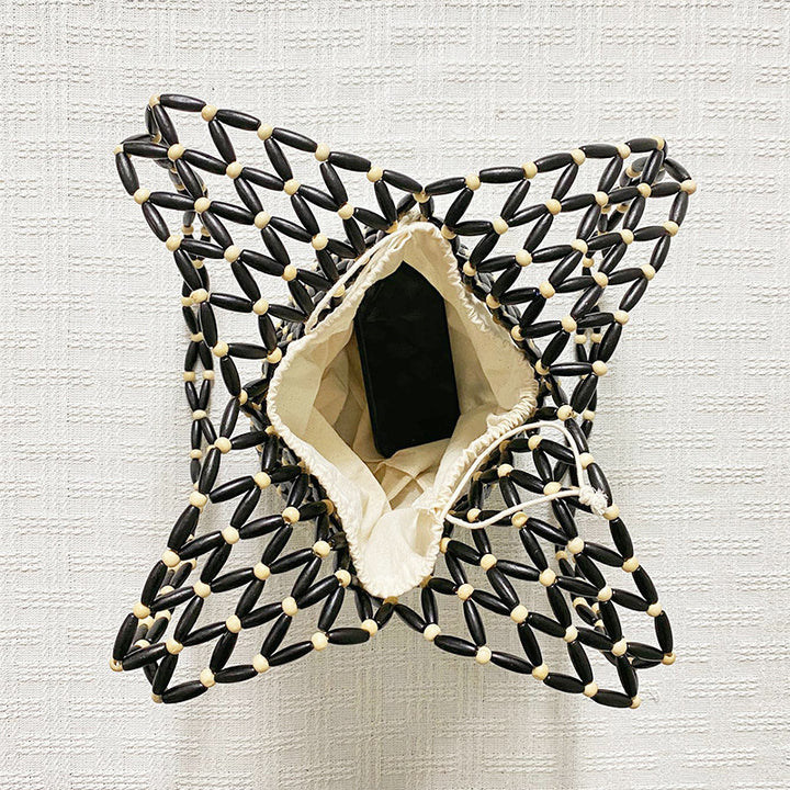 Summer All Matching Special Interest Design Handmade Beaded Weaving Hollow Out Cutout Beach Bag - GLAMWEARS