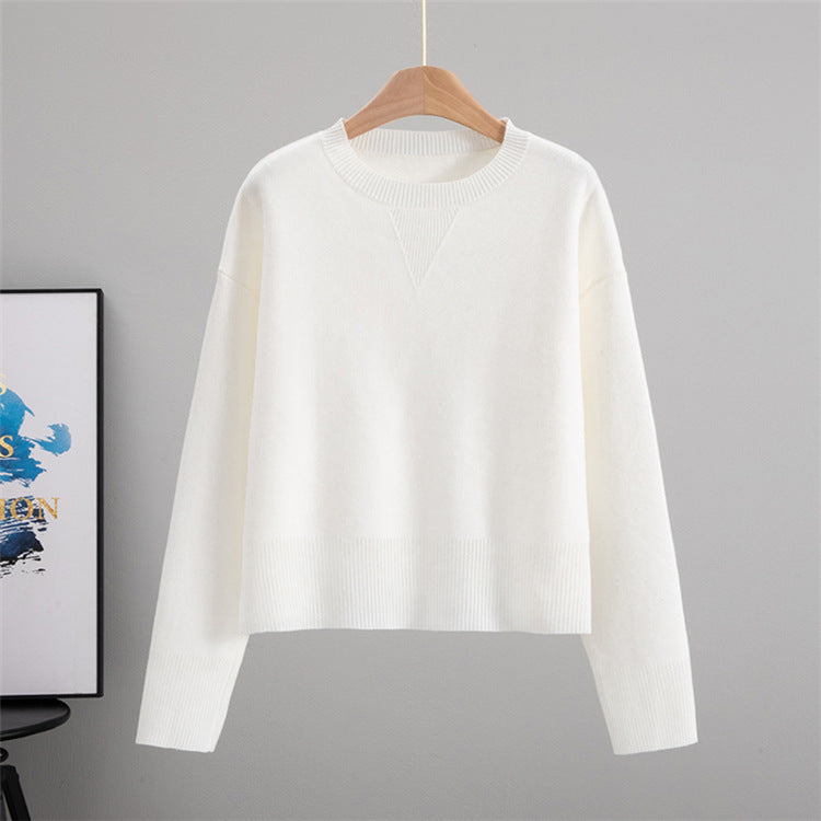 Solid Color Sweet Pullover Sweater