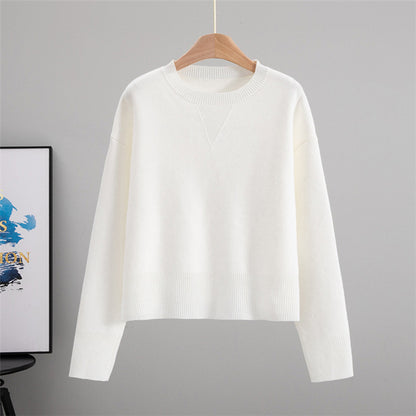 Solid Color Sweet Pullover Sweater