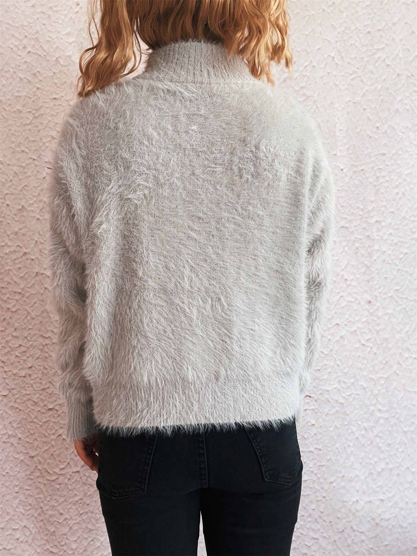 Solid Color Short Casual Polo Collar Half Zipper Knitted Top Commuting Women Sweater