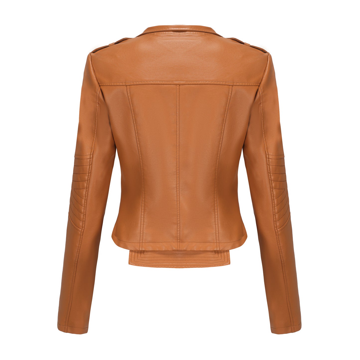 Slim Fit Long Sleeved Spring Autumn Leather Jacket Women Rivet Popular Short Jacket Zipper Leather Jacket