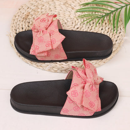 Platform Bow Slippers Women Outer Wear Embroidered Beach Slippers Slippers
