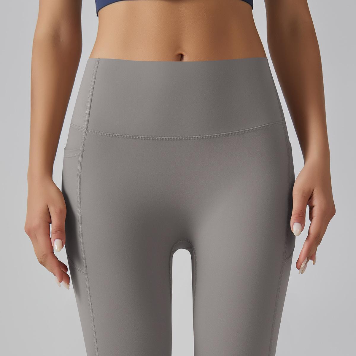 High-Strength Skinny Yoga Pants Composite High Waist Belly Contracting Sports Trousers High Elastic Ultra Thin Quick Drying Fitness Pants for Women