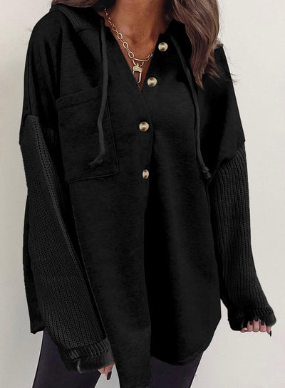 Fall Winter Women Clothing Sweater Patchwork Hoodie Casual Coat for Women